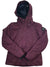 A maroon Tuscany II Jacket with a hood, long sleeves, a front zipper under a flap, and a black patch on the left upper sleeve is laid flat on a white background.