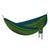 DoubleNest hammock in green with teal top panel and hanging loops.