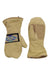 Astis hood mitten gloves, tan with multicolor accent band and thumb pocket