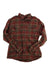 The Mens Big Bear Heavyweight Double Brushed Flannel is a soft, comfortable men’s shirt with a red, green, and beige plaid pattern and two chest pockets, laid flat on a white background.