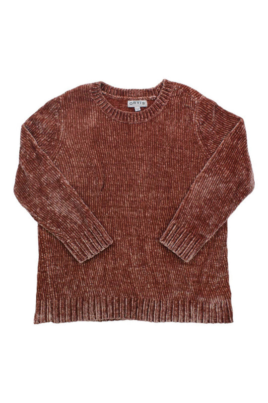 Women Chenille Crew Neck Long Sleeve Pullover Sweater