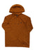 The Black Diamond Mens Crag Hoody in rust orange features moisture-wicking fabric, a hood with drawstrings, and a small black geometric logo on the left chest, shown laid flat on a white background.
