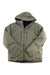 The Marmot Men's KT GTX Component Jacket is a light olive green, hooded, insulated hiking jacket with a front zipper, RECCO rescue system, two vertical zip chest pockets, two side pockets, and long sleeves. It’s displayed on a plain white background.