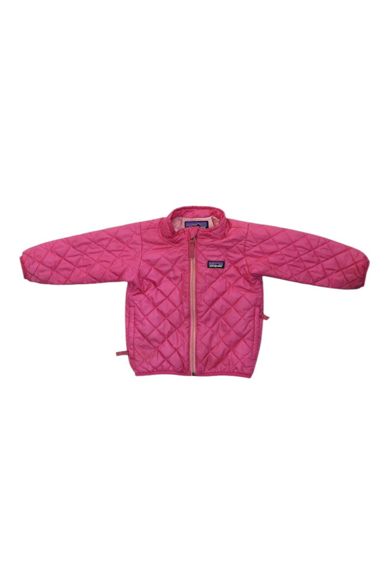 Infant quilted insulated jacket in pink, full front zipper and elastic cuffs