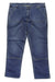 Carhartt Mens Rugged Flex Relaxed Double Front Jean in blue denim features visible stitching, front pockets, and reinforced double front knee panels, shown laid flat on a white background.