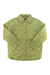 The Billabong Women's Transport Shacket is a light green quilted jacket with a collar, front snap buttons, two chest pockets, long sleeves, a diamond stitch pattern, relaxed fit, and water repellent finish for added protection.