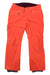 Marmot Womens Slopestar Pant in bright orange, featuring PrimaLoft insulation, waterproof fabric, zippered pockets, and button closure, displayed flat on a white background.