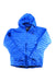 The Mens Argo Supreme Down Jacket is a bright blue, water-resistant, packable men’s jacket with a hood, front zipper, and horizontal quilting, shown flat on a white background.