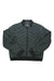 Women's dark green quilted bomber jacket, stand collar, full-length zipper, ribbed hem