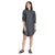 Women’s chambray shirt dress in dark gray, front button placket, 3/4 sleeves