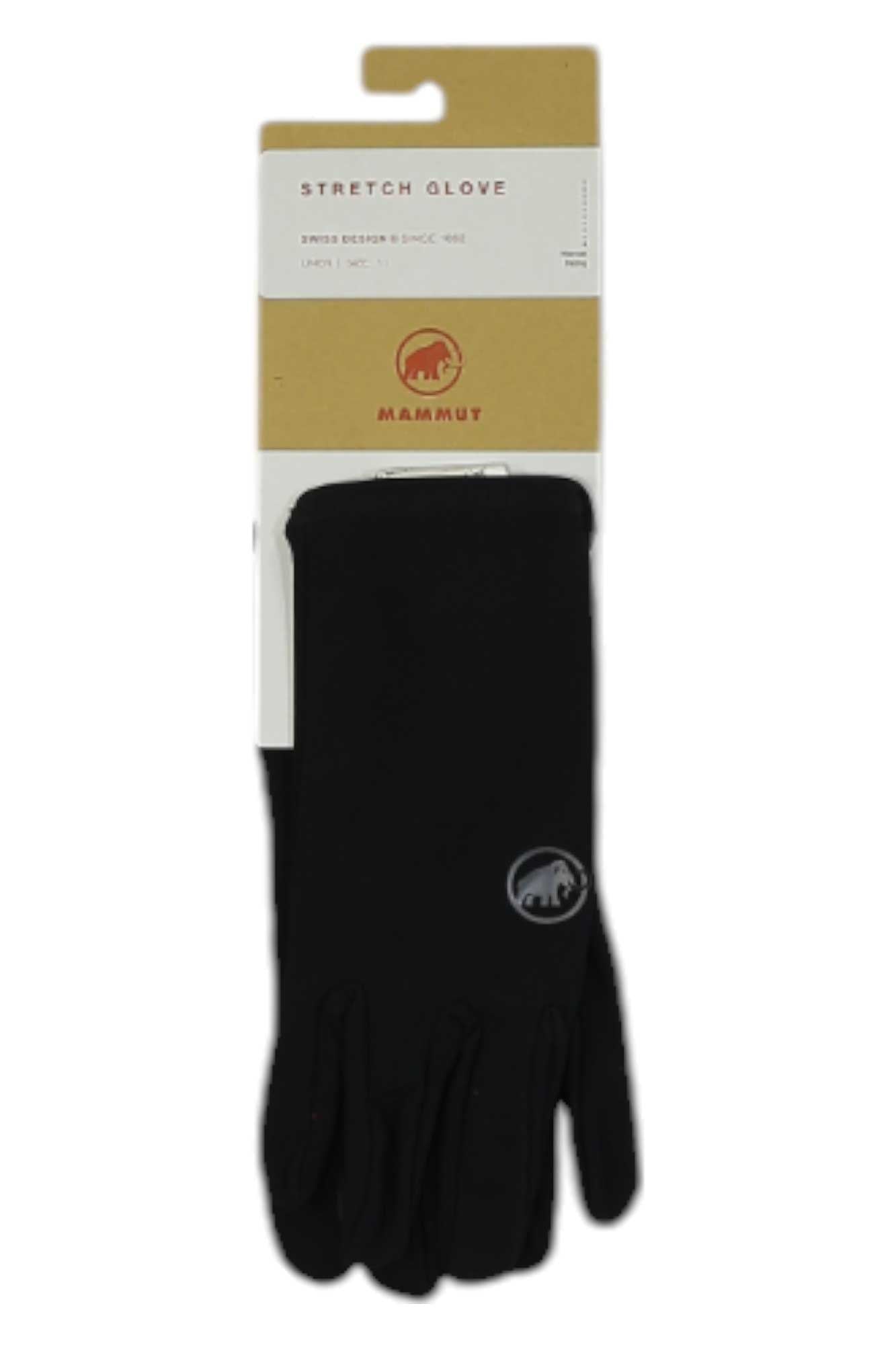 Black stretch gloves with Mammut logo on cuff, five-finger design