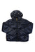 The Indyeva Womens Short Short Hoodie is a shiny black insulated hoodie for women, made from recycled nylon with a hood, front zipper, and zippered pockets. Shown on a white background.