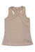 The Kari Traa Womens Nora 2.0 Tanktop is a light beige, sleeveless racerback hiking top made from quick-drying recycled polyester, shown laid flat on a white background.