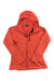 The Black Diamond Womens Factor Fleece Hoody, shown in bright orange, features long sleeves, a drawstring neck, visible stitching, and is made from stretch polyester wool fabric. The technical fleece is displayed laid flat on a white background.