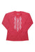 Hot pink long-sleeve scoop top with white ikat-style graphic panel