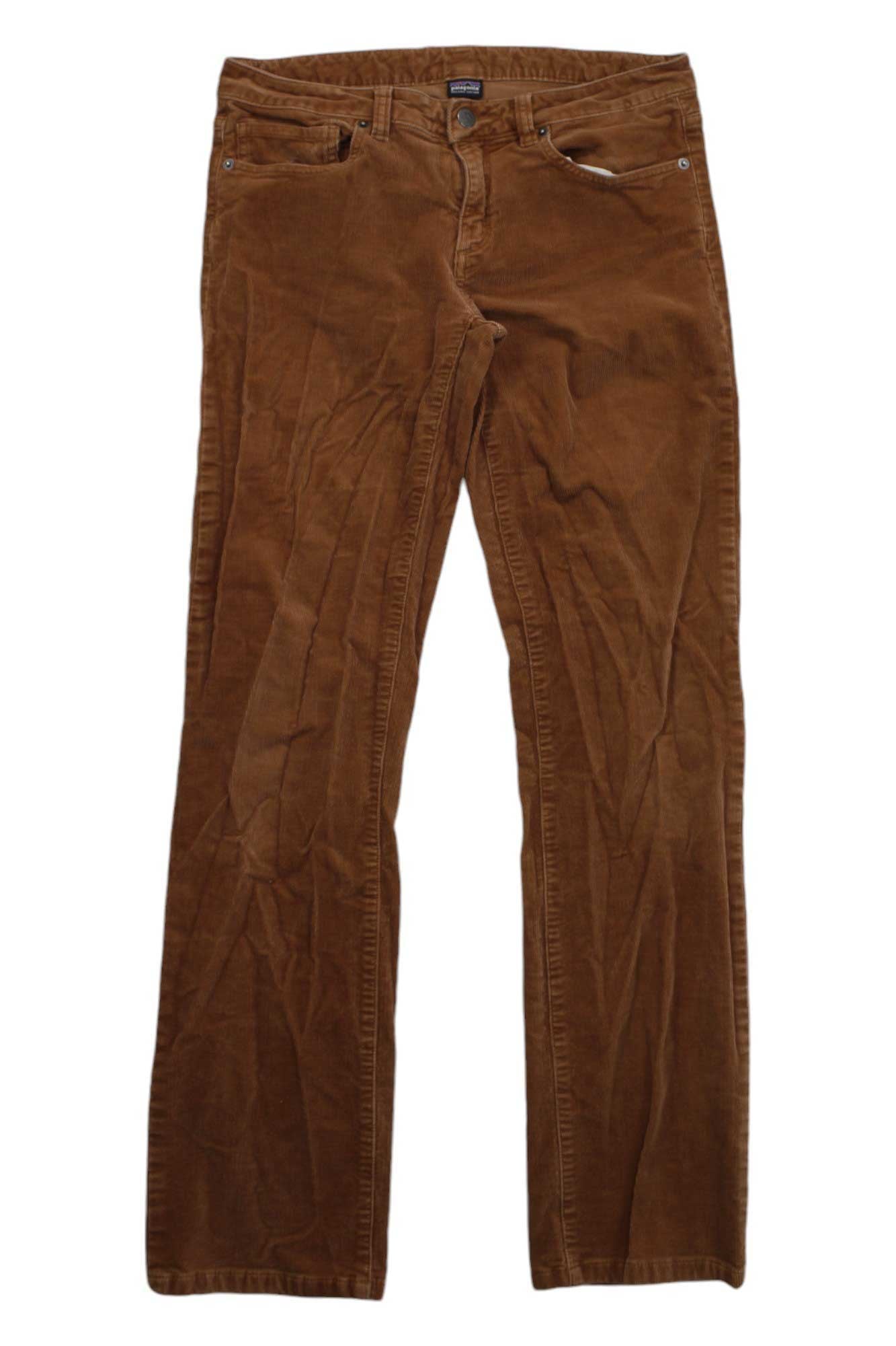 Women's brown corduroy regular pants with button fly and front pockets
