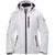 Women’s white hooded full-zip jacket with two zip pockets and red/black zipper pulls