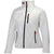 White Helly Hansen Womens Crew Midlayer Jacket with black zippers, a high collar, and red accents on the zipper pulls.
