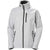 Women’s white hooded full-zip jacket with two zip pockets and black center zipper