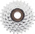 A close-up of the Dimension Chrome Plated Freewheel, a silver 5-speed bicycle cassette with detailed gear teeth and central mounting hole—ideal for bike repair or maintenance—set against a white background.