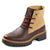 The Kodiak Women's Atlin Power Heel Bootie Tan features a rugged pebble-grain leather front and sides, tan suede ankle, chunky black slip-resistant sole, red and black laces with metal eyelets for style and traction.