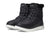 A pair of black Women’s L.L.Bean Ultralight Water Resistant Insulated Boots with quilted uppers, white traction soles, black laces, and the L.L.Bean logo on the tongue and heel for a cozy, stylish winter look.