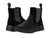 The Kodiak Takla Chelsea Boot features black leather and suede, elastic side panels, back pull tabs, and a chunky textured sole—ideal for those seeking comfort and style in a Chelsea boot.
