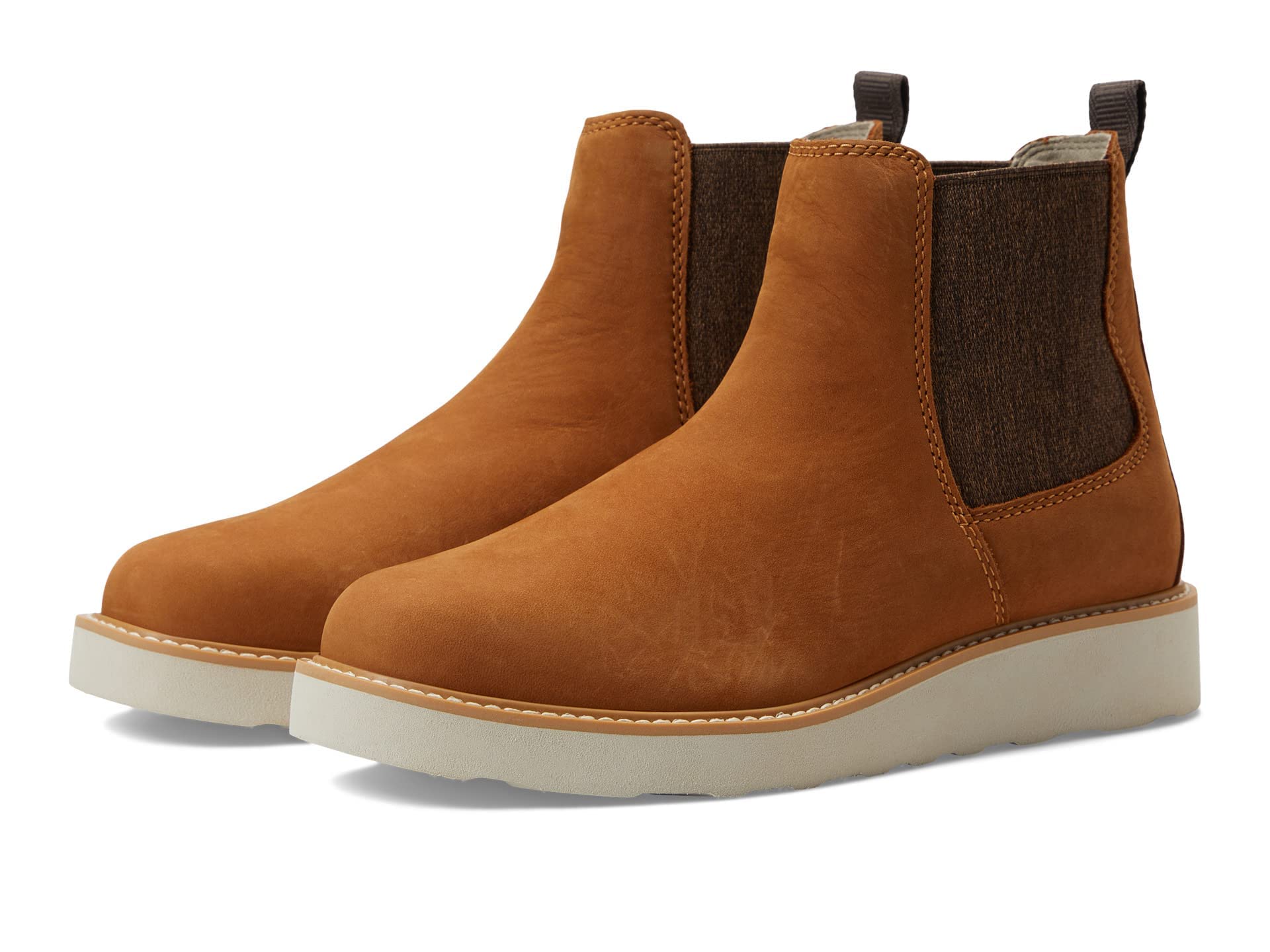 A pair of Kodiak Bonshaw Casual Shoes in barley color with brown elastic side panels and white rubber soles, displayed on a white background.