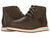 A pair of Kodiak Maltby Wedge Chukka Brown Shoes with white and brown laces, contrast stitching, and thick white soles with brown midsoles, shown against a white background.