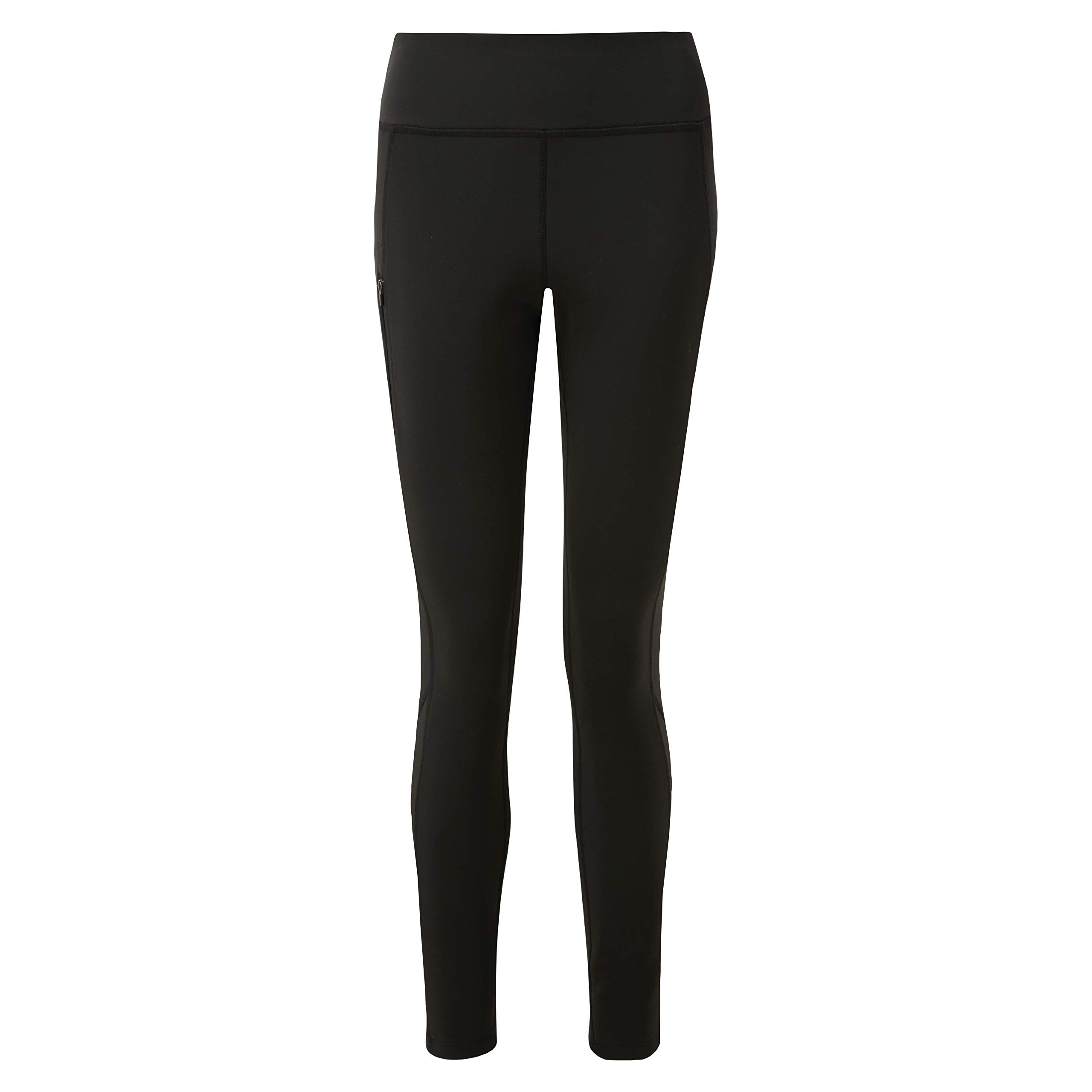 A pair of Women's Dolma Softshell Tights, high-waisted and full-length with a fitted design in black, displayed on a plain white background.