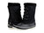 The LLBean Lace Up Snow Boot is black with lace-up fronts, waterproof rubber lowers, white midsoles, and thick textured soles. Fleece-lined collars ensure extra warmth, making these winter boots ideal for cold weather.