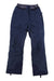 Picture Womens Exa Pant in navy blue, featuring button closure, front zippered pockets, reinforced cuffs, and adjustable waist tabs, displayed flat on a white background.