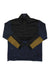 Men's mid pullover half-zip in dark navy with black panels and olive arm stripe