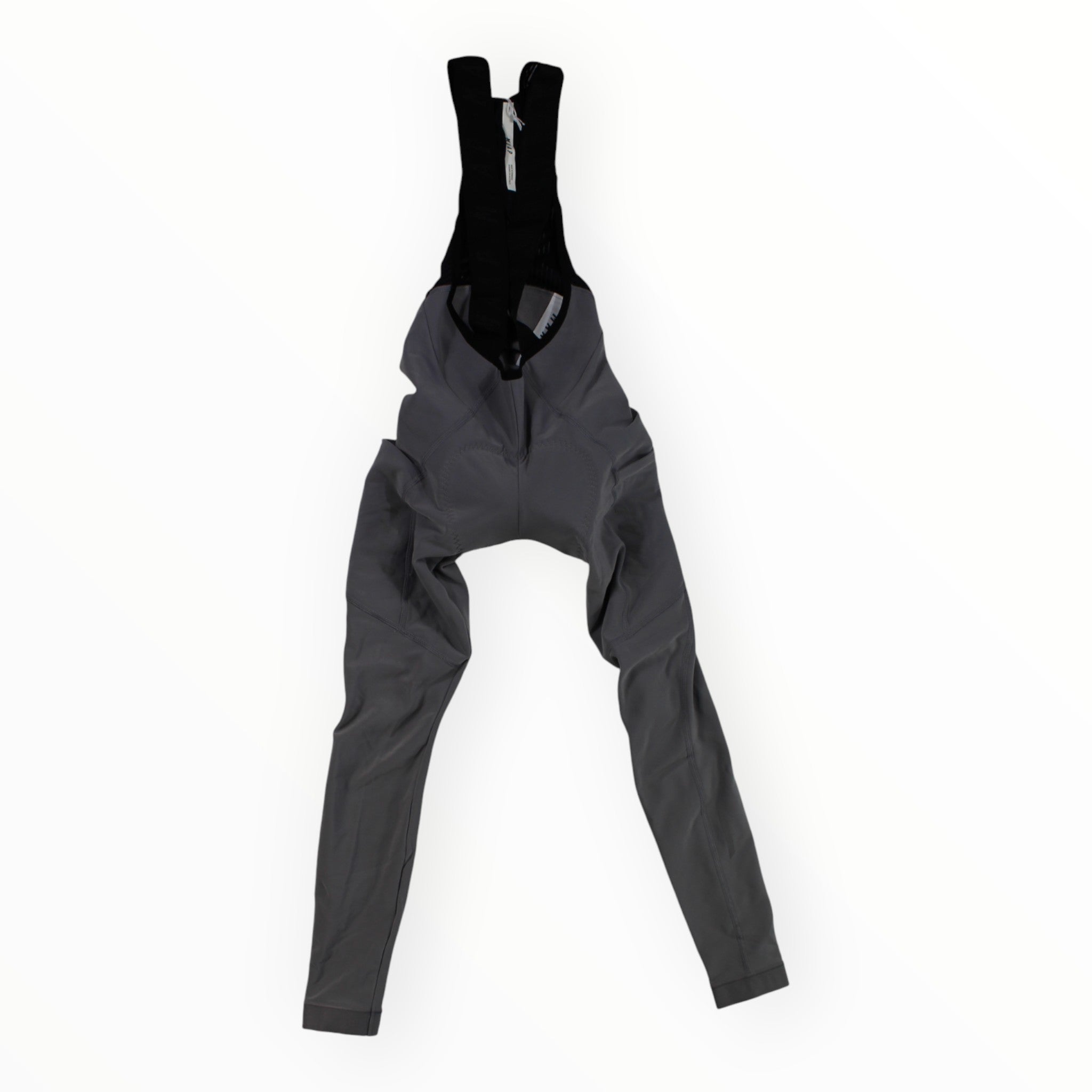 MAAP Team Bib Evo Thermal Cargo Tights shown in gray with black shoulder straps, laid flat on a white background. These thermal, form-fitting tights are ideal for cold weather cycling and athletic wear.