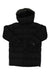 The Helly Hansen Womens Aspire Puffy Parka, in black, features a hood and long sleeves with synthetic insulation for warmth. Laid flat on a white background, it looks thick and is ideal for cold weather.