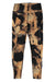 The Craft Sportswear Women's ADV Essence Run Tight features a bold black and tan abstract pattern, high waistband, side pockets, and moisture-wicking recycled polyester for all-day comfort.