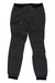 Dark gray Haglofs Womens L.I.M Fuse Pant shown flat, with a zippered side pocket, elastic cuffs, and button waist closure. These breathable hiking pants are crafted from lightweight, comfortable fabric—ideal for outdoor adventures.