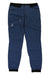 A pair of blue Haglofs Womens L.I.M Fuse Pant hiking pants with black waistband and ankle cuffs, a right zip pocket, and the Haglöfs logo by the pocket, shown flat on a white background.