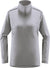 The Haglofs Womens L.I.M Strive Mid Top is a light gray long-sleeve pullover in lightweight recycled polyester with a half-zip, stand-up collar, subtle seams, and the Haglöfs logo on the chest—an ideal sporty hiking layer for women.