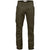Olive green trekking trousers with belt loops, zip fly, cargo pockets
