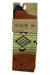 Route NXT sock in rust brown with green-yellow stripes and navy geometric motifs