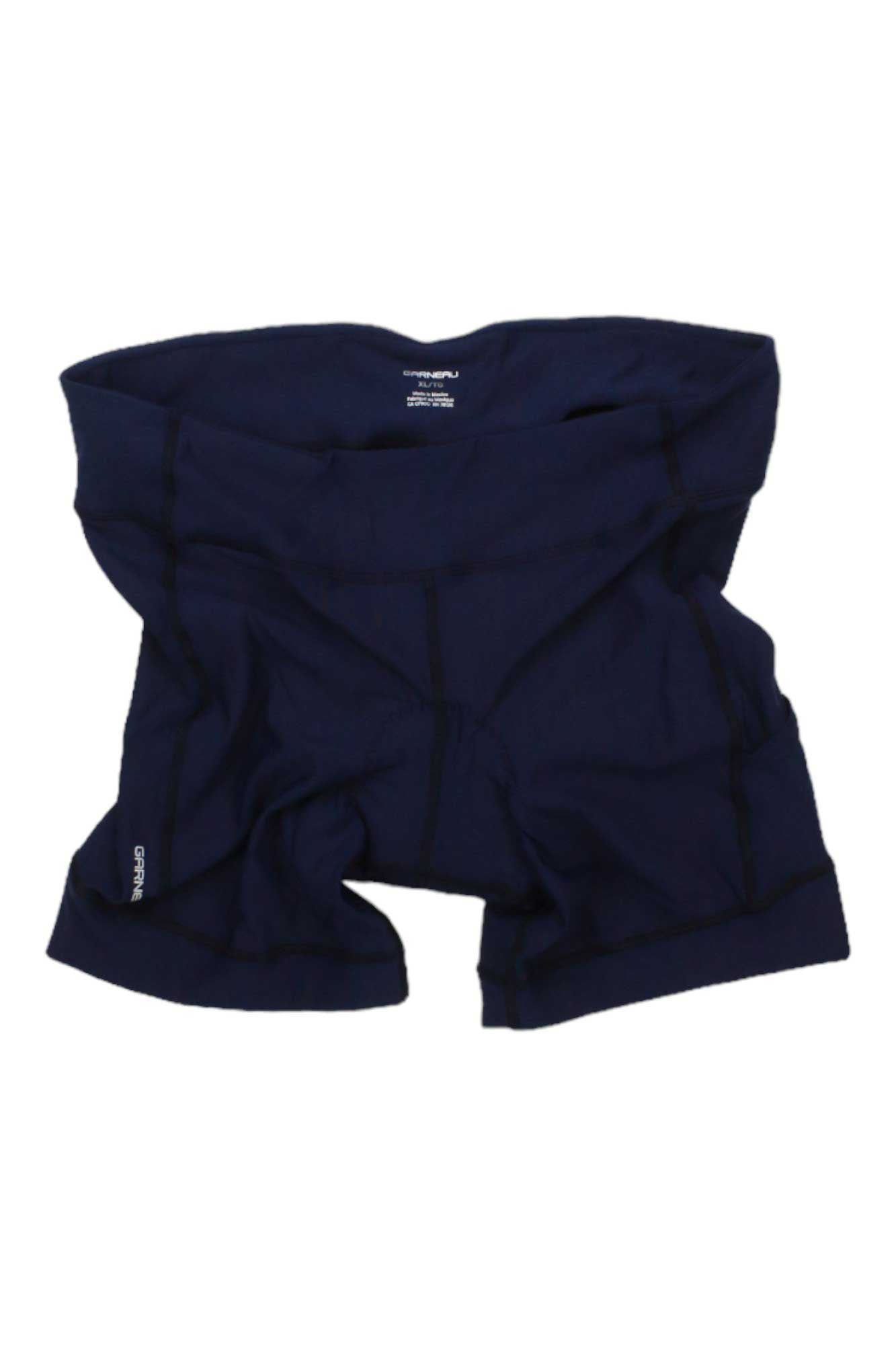 Women's 7.5-inch cycling shorts, dark blue with front panel and curved seam detail