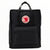 Black Kanken backpack with front flap pocket, zip, and top carry handle strap