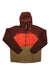 The Marmot Men's Bantamweight Anorak is a color-block hiking jacket with a hood, featuring brown on the top and sleeves, orange in the middle, and olive green at the bottom—ideal for outdoor adventures. Displayed on a white background.