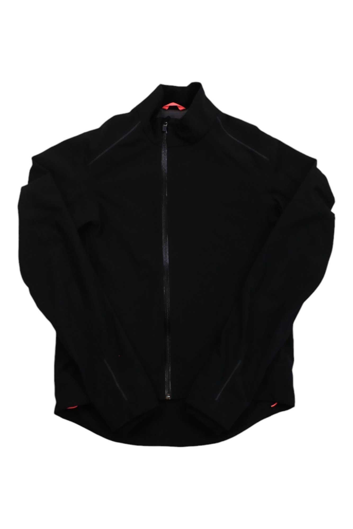Men's black winter cycling jacket with full front zip and high collar