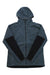 The Artilect Womens Supermoon Bio Hoodie is a blue insulated zip-up with black sleeves, made from recycled Primaloft Bio Fleece. It has a front zipper, two side pockets, and a relaxed fit, shown against a white background.