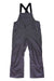 Obermeyer Mens Perseus Bib Pant in dark gray, featuring adjustable black straps, chest pocket, front button and zipper closure, plus two zippered side pockets—insulated and waterproof ski bib overalls for snowsports.