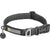 The Ruffwear Front Range Collar is a black everyday dog collar featuring a sturdy plastic buckle, metal D-ring for leash attachment, small hanging tag, and rectangular Ruffwear logo patch—perfect for daily use.