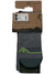 Men's freeride long socks, arctic grey with neon-green chevron and dark green heel/toe