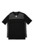 Inspired by the Fox Mens Defend SS Jersey, this short-sleeve athletic tee features a black body, dark gray panels, and a small white rectangular logo below the collar—ideal as a casual mountain bike jersey.